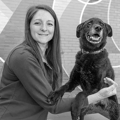 Black and White headshot of IndeVets Employee Juliane