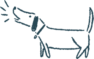 Illustration of a dog barking.