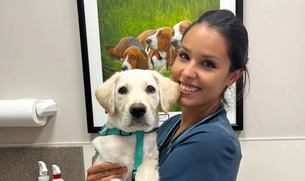 Dr. Maritza Goller with puppy