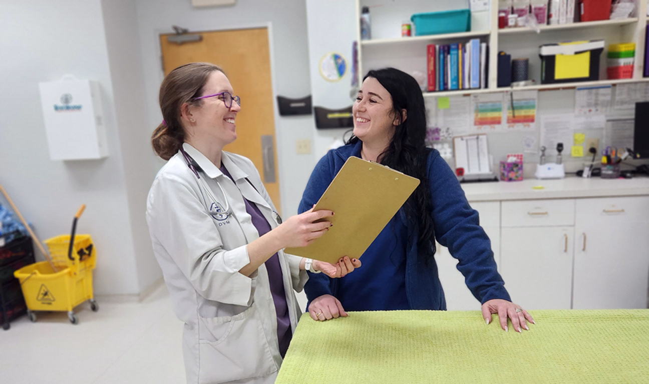 Dr. Kristen Dewey and vet tech