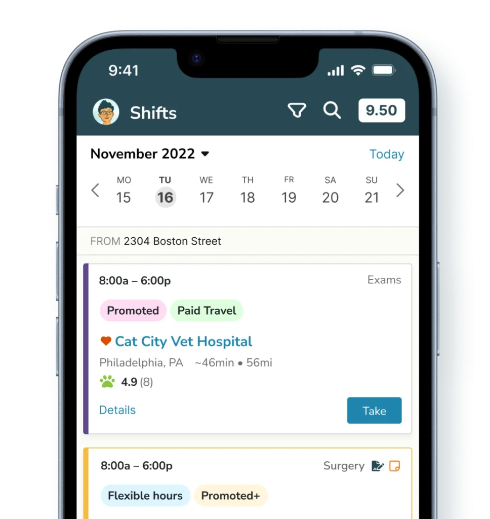 Screenshot showing the IndeVets app