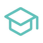 Line art illustration of a graduation cap