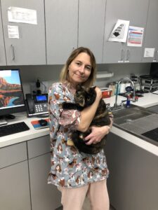 Photo of Dr. Natalie Paule holding a cat
